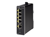 Cisco Industrial Ethernet 1000 Series - Conmutador - Gestionado - 1 x 10/100 (enlace ascendente) + 4 x 10/100 (enlace descendente) - montaje en riel DIN - alimentación cc IE-1000-4T1T-LM
