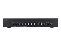 Cisco Small Business SF302-08PP - Conmutador - L3 - Gestionado - 8 x 10/100 (PoE+) + 2 x Gigabit SFP combinado - sobremesa, montaje en rack - PoE+ (62 W) SF302-08PP-K9-EU