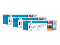 HP 91 3-ink Multipack - Paquete de 3 - 775 ml - Photo Negro - original - cartucho de tinta - para DesignJet Z6100, Z6100ps C9481A