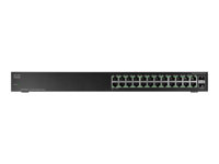 Cisco Small Business SG 100-24 - Conmutador - sin gestionar - 22 x 10/100/1000 + 2 x Gigabit SFP combinado - sobremesa, montaje en rack SG100-24-EU