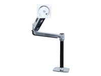 Ergotron LX HD Sit-Stand - Kit de montaje (brazo articulado, barra, adaptador VESA, base de anclaje a escritorio, base de montaje con arandela) - Tecnología patentada Constant Force - para pantalla LCD - aluminio pulido - tamaño de pantalla: up to 49" 45-384-026