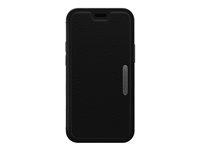 OtterBox Strada Series Folio - Funda con tapa para teléfono móvil - cuero, policarbonato, cierre de metal - negro sombra - diseño delgado - para Apple iPhone 12 mini 77-66143