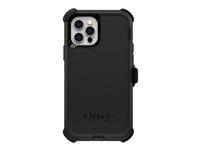 OtterBox Defender Series - Carcasa trasera para teléfono móvil - resistente - policarbonato, goma sintética - negro - para Apple iPhone 12, 12 Pro 77-65401