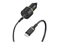 OtterBox Standard Fast Charge Car Charging Kit - Adaptador de corriente para el coche - 18 vatios - 3 A - PD 3.0 (USB-C) - en el cable: USB-C - brillo negro 78-52543