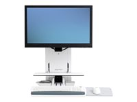 Ergotron StyleView Sit-Stand Vertical Lift, Patient Room - Kit de montaje (reposamuñecas, bolsa para ratón, alzamiento vertical de panel, soporte para escáner de código de barras, bandeja de teclado, brazo de monitor, bandeja corredera para ratón) - para pantalla LCD / equipo PC - médico - blanco - tamaño de pantalla: 24" - se puede instalar en la pared 61-080-062