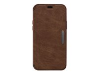 OtterBox Strada Series Folio - Funda con tapa para teléfono móvil - cuero, policarbonato, cierre de metal - marrón expreso - diseño delgado - para Apple iPhone 12, 12 Pro 77-65421