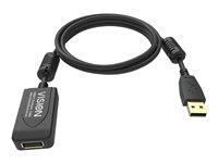 Vision Professional - Cable alargador USB - USB (M) a USB (H) - USB 2.0 - 5 m - amplificador activo en línea - negro TC 5MUSBEXT+/BL