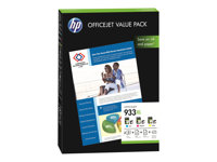 HP 933XL Value Pack - 1 - amarillo, cián, magenta - cartucho de impresión / kit de papel - para Officejet 6100, 6600 H711a, 6700, 7110, 7510, 7610, 7612 CR711AE