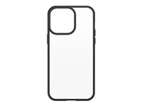 OtterBox React Series - Carcasa trasera para teléfono móvil - antimicrobiano - policarbonato, goma sintética - cristal negro (transparente/negro) - para Apple iPhone 14 Pro Max 77-88898