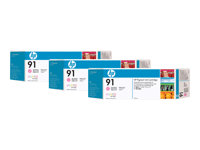 HP 91 3-ink Multipack - Paquete de 3 - 775 ml - magenta claro - original - cartucho de tinta - para DesignJet Z6100, Z6100ps C9487A