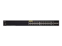 Cisco Small Business SF350-24P - Conmutador - L3 - Gestionado - 24 x 10/100 (PoE+) + 2 x combo Gigabit Ethernet/Gigabit SFP + 2 x Gigabit SFP - montaje en rack - PoE+ (185 W) SF350-24P-K9-EU