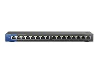 Linksys Business LGS116 - Conmutador - sin gestionar - 16 x 10/100/1000 - sobremesa, montaje en pared - ca 100/230 V LGS116-EU