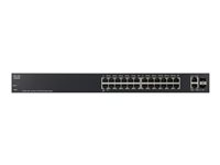 Cisco 220 Series SF220-24P - Conmutador - Gestionado - 24 x 10/100 (PoE) + 2 x Gigabit SFP combinado - sobremesa, montaje en rack - PoE (180 W) SF220-24P-K9-EU