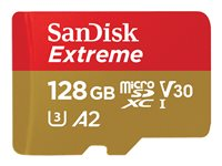 SanDisk Extreme - Tarjeta de memoria flash (adaptador microSDXC a SD Incluido) - 128 GB - A2 / Video Class V30 / UHS-I U3 / Class10 - microSDXC UHS-I SDSQXA1-128G-GN6AA