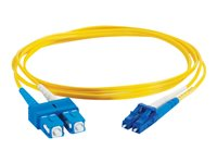 C2G LC-SC 9/125 OS1 Duplex Singlemode PVC Fiber Optic Cable (LSZH) - Cable de interconexión - modo sencillo SC (M) a modo simple LC (M) - 3 m - fibra óptica - impresión a dos caras - 9/125 micrones - OS1 - sin halógenos - amarillo 85588
