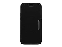OtterBox Strada Series Folio - Funda con tapa para teléfono móvil - cuero, policarbonato, cierre de metal - negro sombra - diseño delgado - para Apple iPhone 12 mini 77-65371