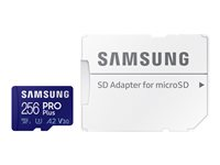 Samsung PRO Plus - Tarjeta de memoria flash (adaptador microSDXC a SD Incluido) - 256 GB - A2 / Video Class V30 / UHS-I U3 / Class10 - microSDXC UHS-I - azul MB-MD256KA/EU