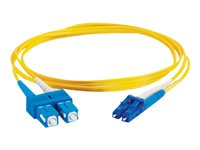 C2G LC-SC 9/125 OS1 Duplex Singlemode PVC Fiber Optic Cable (LSZH) - Cable de interconexión - modo sencillo SC (M) a modo simple LC (M) - 1 m - fibra óptica - impresión a dos caras - 9/125 micrones - OS1 - sin halógenos - amarillo 85586
