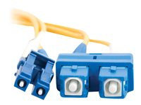 C2G LC-SC 9/125 OS1 Duplex Singlemode PVC Fiber Optic Cable (LSZH) - Cable de interconexión - modo sencillo SC (M) a modo simple LC (M) - 2 m - fibra óptica - impresión a dos caras - 9/125 micrones - OS1 - sin halógenos - amarillo 85587
