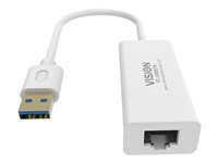 Vision TC-USBETH - Adaptador de red - USB 3.0 - Gigabit Ethernet x 1 - blanco TC-USBETH