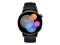 Huawei Watch GT 3 - Active Edition - 42 mm - acero inoxidable negro - reloj inteligente con correa - fluoroelastómero - negro - tamaño de la muñeca: 130-190 mm - pantalla luminosa 1.32" - 4 GB - Bluetooth - 35 g 55027152