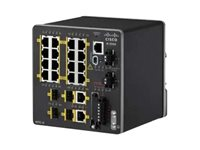 Cisco Industrial Ethernet 2000 Series - Conmutador - Gestionado - 16 x 10/100 + 2 x Gigabit SFP combinado + 2 x Fast Ethernet SFP - montaje en riel DIN IE-2000-16TC-G-E