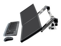 Ergotron LX Dual Side-by-Side Arm - Kit de montaje (montaje con pinza de sujeción para escritorio, soporte con arandela, barra, 2 brazos articulados, 2 abrazaderas de extensión, soporte en forma de T, base) - Tecnología patentada Constant Force - para 2 pantallas LCD - aluminio, acero - aluminio pulido - tamaño de pantalla: hasta 27" 45-245-026