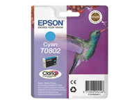 Epson T0802 - 7.4 ml - cián - original - blíster - cartucho de tinta - para Stylus Photo P50, PX650, PX660, PX700, PX710, PX720, PX730, PX800, PX810, PX820, PX830 C13T08024011