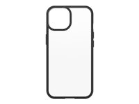 OtterBox React Series - Carcasa trasera para teléfono móvil - antimicrobiano - policarbonato, goma sintética - cristal negro (transparente/negro) - para Apple iPhone 14 77-88882