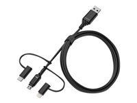 OtterBox Standard - Cable USB - USB (M) a Micro-USB tipo B, Lightning, USB-C (M) - USB 2.0 - 3 A - 1 m - negro 78-52685