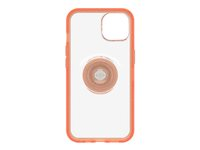 OtterBox Otter + Pop Symmetry Series Clear - Carcasa trasera para teléfono móvil - policarbonato, goma sintética - naranja - para Apple iPhone 13 77-85392