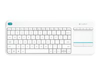 Logitech Wireless Touch Keyboard K400 Plus - Teclado - inalámbrico - 2.4 GHz - Español - blanco 920-007138