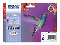 Epson T0807 Multipack - Paquete de 6 - 44.4 ml - negro, amarillo, cián, magenta, magenta claro, cián claro - original - blíster - cartucho de tinta - para Stylus Photo P50, PX650, PX660, PX700, PX710, PX720, PX730, PX800, PX810, PX820, PX830 C13T08074011