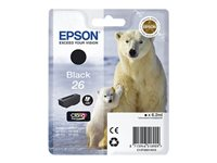 Epson 26 - 6.2 ml - negro - original - blíster con alarmas de RF/acústica - cartucho de tinta - para Expression Premium XP-510, 520, 600, 605, 610, 615, 620, 625, 700, 710, 720, 800, 810, 820 C13T26014020