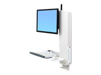 Ergotron StyleView Sit-Stand Vertical Lift, High Traffic Area - Kit de montaje (soporte para montaje en pared, reposamuñecas, bolsa para ratón, alzamiento vertical de panel, bandeja de teclado) - para pantalla LCD / equipo PC - blanco - tamaño de pantalla: 24" - se puede instalar en la pared 61-081-062