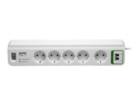 APC SurgeArrest Essential - Protector contra sobretensiones - CA 230 V - 2300 vatios - conectores de salida: 5 - Alemania - blanco PM5T-GR