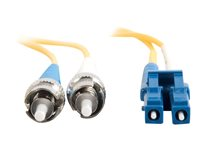 C2G LC-ST 9/125 OS1 Duplex Singlemode PVC Fiber Optic Cable (LSZH) - Cable de interconexión - modo simple ST (M) a modo simple LC (M) - 2 m - fibra óptica - impresión a dos caras - 9/125 micrones - OS1 - sin halógenos - amarillo 85596