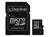 Kingston - Tarjeta de memoria flash (adaptador microSDHC a SD Incluido) - 32 GB - Class 4 - microSDHC SDC4/32GB