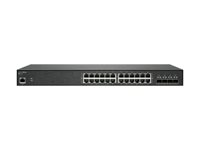 SonicWall Switch SWS14-24 - Conmutador - Gestionado - 24 x 10/100/1000 + 4 x 10 Gigabit SFP+ - montaje en rack - con 1 año de soporte 24x7 02-SSC-8373