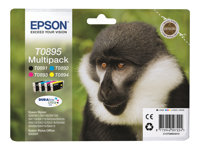 Epson T0895 Multipack - Paquete de 4 - negro, amarillo, cián, magenta - original - blíster con alarmas de RF/acústica - cartucho de tinta - para Stylus S21, SX100, SX105, SX115, SX215, SX218, SX400, SX405, SX415; Stylus Office BX300 C13T08954020