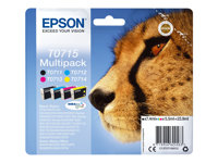 Epson T0715 Multipack - Paquete de 4 - 23.9 ml - negro, amarillo, cián, magenta - original - cartucho de tinta - para Stylus DX9400, SX115, SX210, SX215, SX218, SX415, SX515, SX610; Stylus Office BX310, BX610 C13T07154012