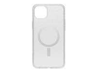 OtterBox Symmetry Plus - Carcasa trasera para teléfono móvil - antimicrobiano - compatibilidad con MagSafe - policarbonato, goma sintética, 50 % de plástico reciclado - transparente, polvo de estrellas (purpurina) - diseño estilizado - para Apple iPhone 14 Plus 77-89196