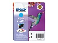 Epson T0802 - Cián - original - blíster con alarmas de RF/acústica - cartucho de tinta - para Stylus Photo P50, PX650, PX660, PX700, PX710, PX720, PX730, PX800, PX810, PX820, PX830 C13T08024021