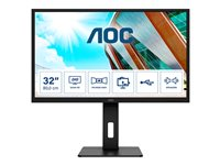 AOC Q32P2CA - Monitor LED - 32" (31.5" visible) - 2560 x 1440 QHD @ 75 Hz - IPS - 250 cd/m² - 4 ms - 2xHDMI, DisplayPort, USB-C Q32P2CA