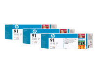 HP 91 3-ink Multipack - Paquete de 3 - 775 ml - gris claro - original - cartucho de tinta - para DesignJet Z6100, Z6100ps C9482A