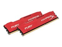 HyperX FURY - DDR3 - kit - 16 GB: 2 x 8 GB - DIMM de 240 espigas - 1600 MHz / PC3-12800 - CL10 - 1.5 V - sin búfer - no ECC - rojo HX316C10FRK2/16