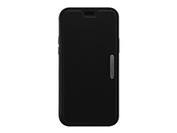 OtterBox Strada Series Folio - Funda con tapa para teléfono móvil - cuero, policarbonato, cierre de metal - negro sombra - diseño delgado - para Apple iPhone 12, 12 Pro 77-66198