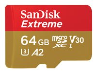 SanDisk Extreme - Tarjeta de memoria flash (adaptador microSDXC a SD Incluido) - 64 GB - A2 / Video Class V30 / UHS-I U3 / Class10 - microSDXC UHS-I SDSQXA2-064G-GN6AA