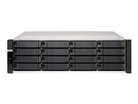 QNAP ES1686DC - Servidor NAS - 16 compartimentos - montaje en bastidor - SAS 12Gb/s - RAID 0, 1, 5, 6, 10, JBOD, 5 Hot Spare, intercambio en caliente 6, 10 repuesto rápido, 1 repuesto rápido - RAM 128 GB - Gigabit Ethernet / 10 Gigabit Ethernet - iSCSI soporta - 3U ES1686DC-2142IT-128G