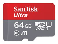 SanDisk Ultra - Tarjeta de memoria flash (adaptador microSDXC a SD Incluido) - 64 GB - A1 / UHS-I U1 / Class10 - microSDXC UHS-I SDSQUA4-064G-GN6IA